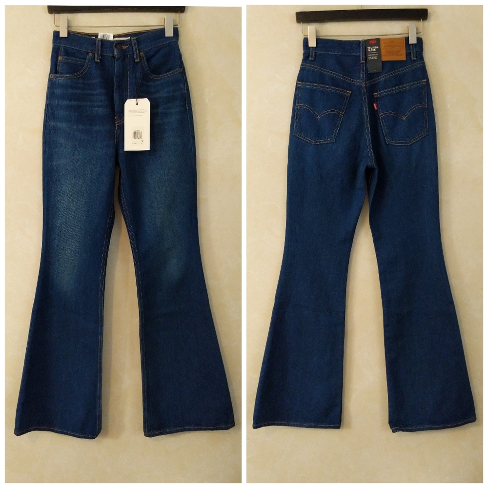 🆕 Levi's High Rise Waisted 70's Flare Denim Jeans Standing Steady Pants - Picture 7 of 7